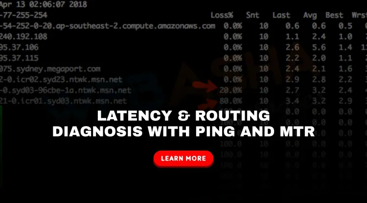 What is the best way to track network latency and identify routing issues using tools like ping, traceroute, and MTR?